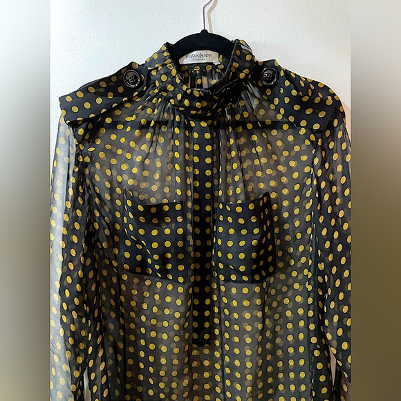 Yves Saint Laurent Sheer Polka Dot Blouse - Picture 7 of 8